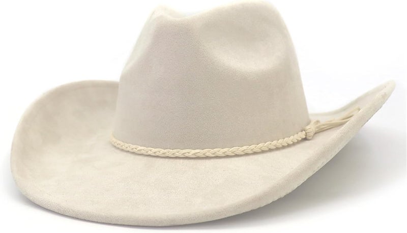 CCAKXCJJ Western Cowboy Hat for Women Men Classic Fedora Hats Wide Brim Suede Cowboy Hat for Women with Buckle Belt - Image 1